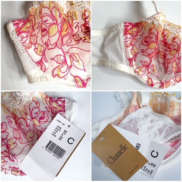 Chantelle 32C Paradise 2385 Sheer Floral Embroidery Balconnette Bra NWT - Picture 15 of 15